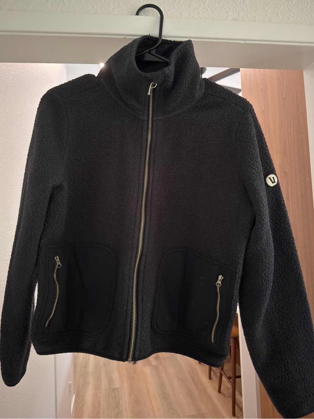 Vuori Black Sherpa Zip-Up Jacket